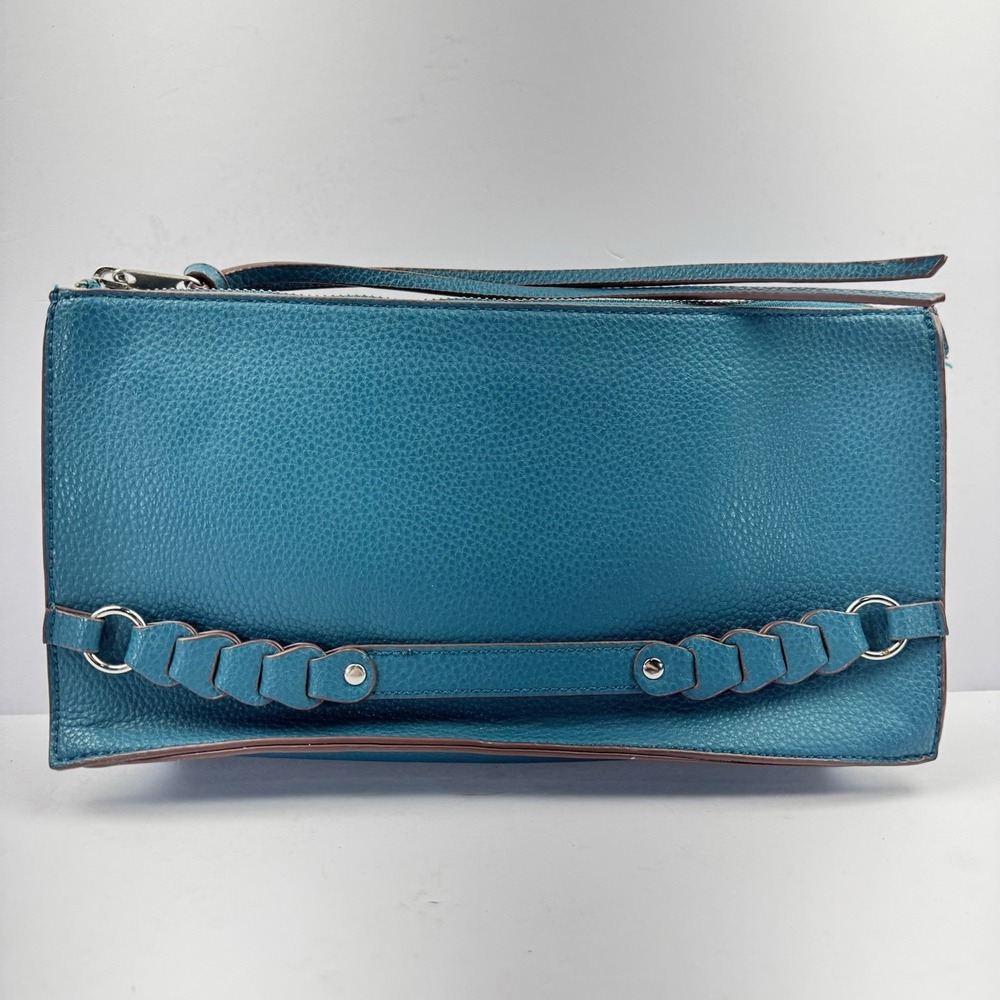 Charming Charlie Turquoise Dark Faux Leather Clutch Handbag Purse